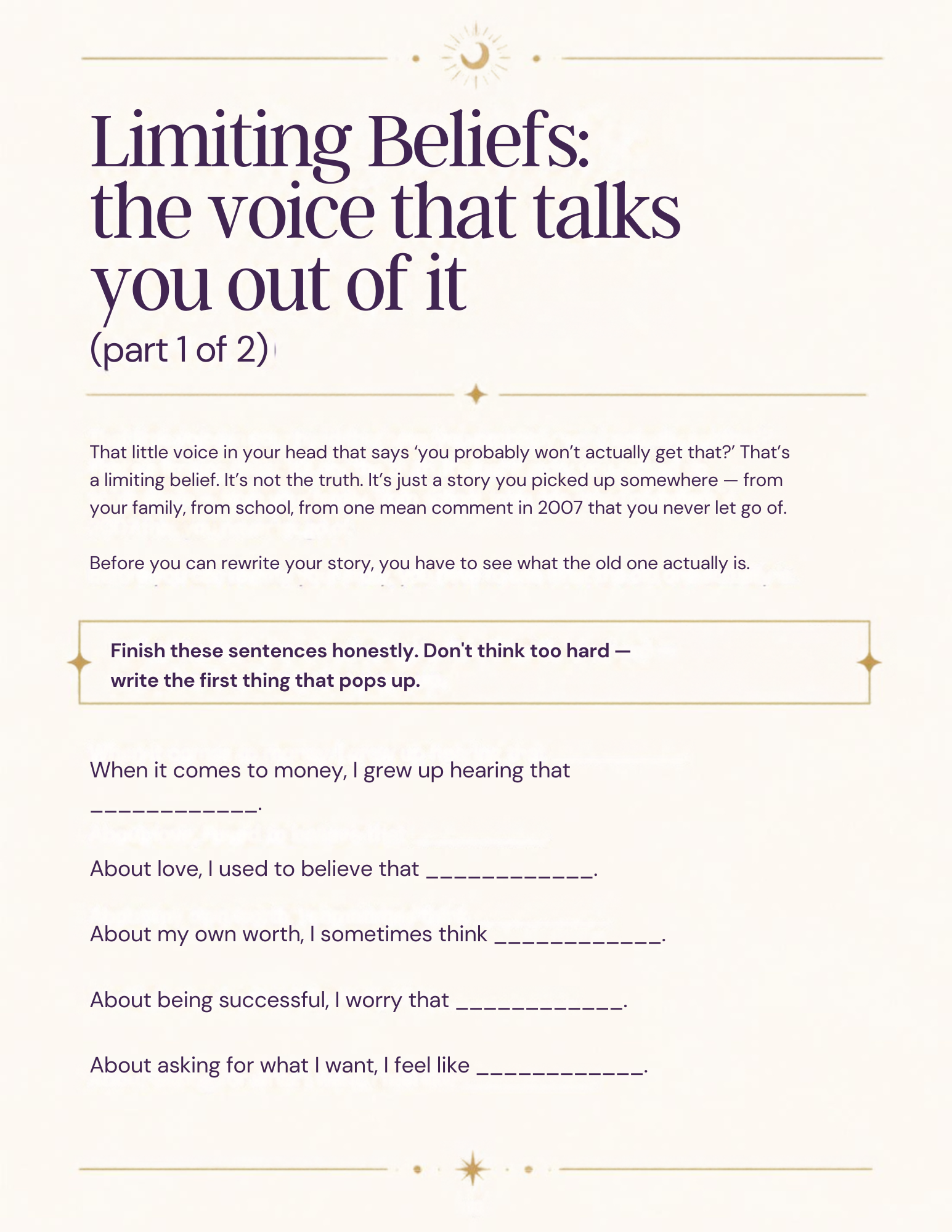 Limiting beliefs page